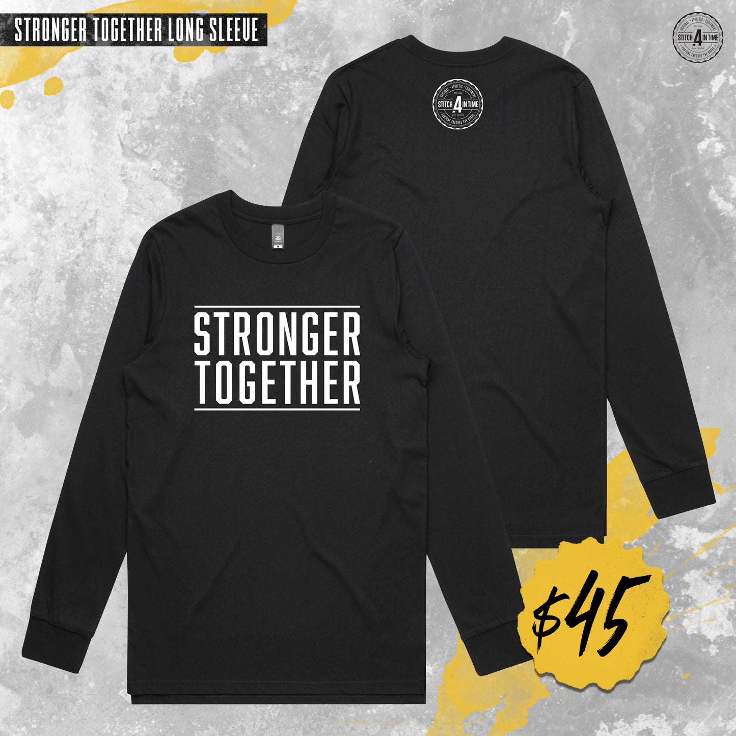 Stronger Together Long Sleeve Tee (Black)